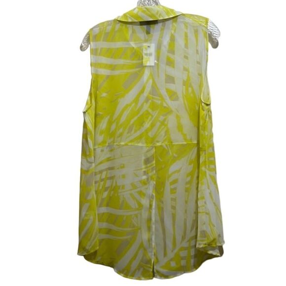 Lane Bryant blouse top leaves sheer yellow green sleeveless 18 NWT - Picture 4 of 5